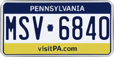 PA license plate MSV6840