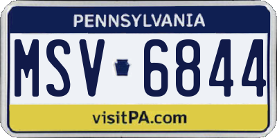 PA license plate MSV6844