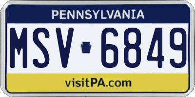 PA license plate MSV6849