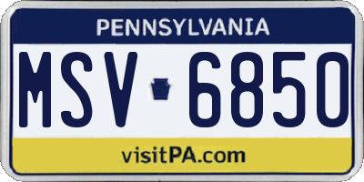 PA license plate MSV6850
