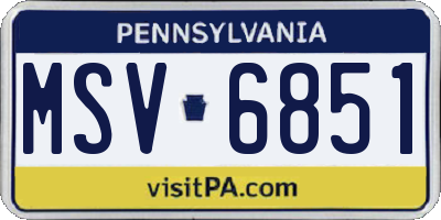 PA license plate MSV6851