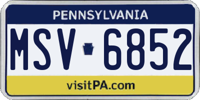 PA license plate MSV6852