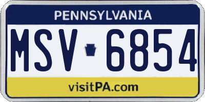 PA license plate MSV6854