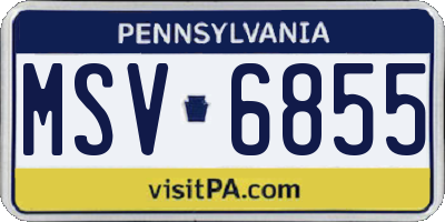 PA license plate MSV6855