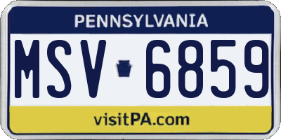 PA license plate MSV6859