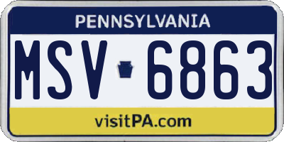 PA license plate MSV6863