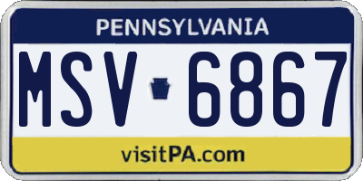 PA license plate MSV6867
