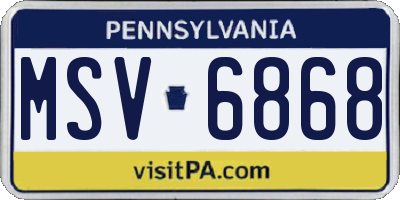PA license plate MSV6868
