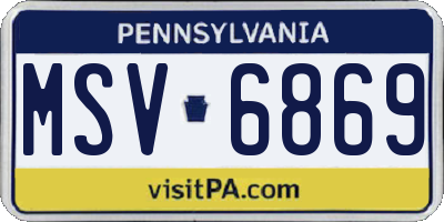 PA license plate MSV6869