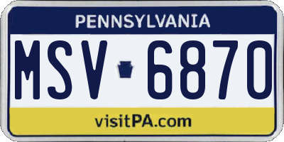 PA license plate MSV6870