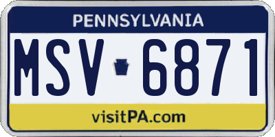 PA license plate MSV6871