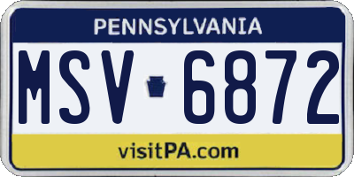 PA license plate MSV6872