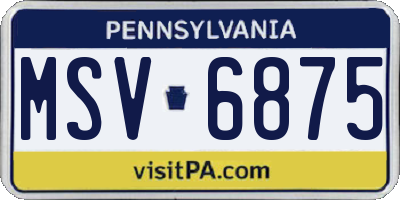 PA license plate MSV6875