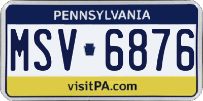 PA license plate MSV6876