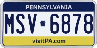 PA license plate MSV6878
