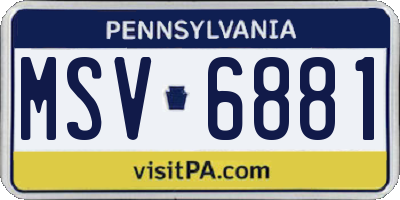 PA license plate MSV6881