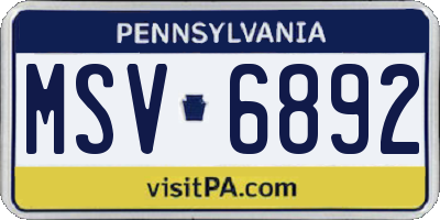 PA license plate MSV6892
