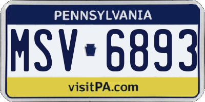 PA license plate MSV6893