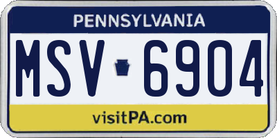PA license plate MSV6904