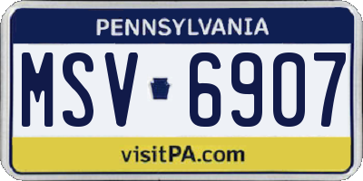 PA license plate MSV6907