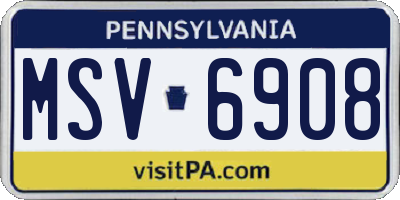 PA license plate MSV6908