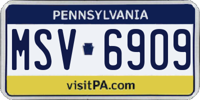 PA license plate MSV6909