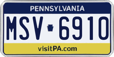 PA license plate MSV6910
