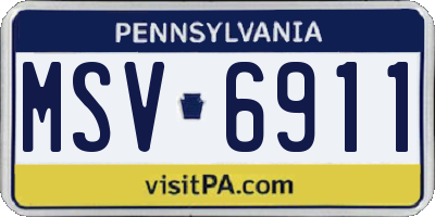 PA license plate MSV6911