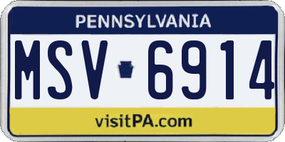 PA license plate MSV6914