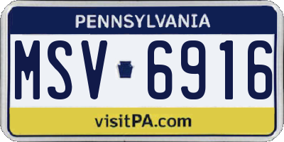 PA license plate MSV6916