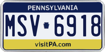 PA license plate MSV6918