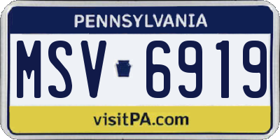PA license plate MSV6919
