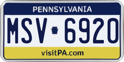 PA license plate MSV6920