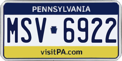 PA license plate MSV6922