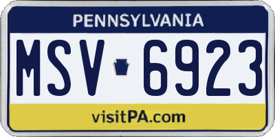 PA license plate MSV6923
