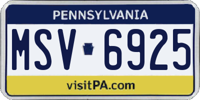 PA license plate MSV6925