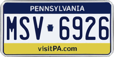 PA license plate MSV6926