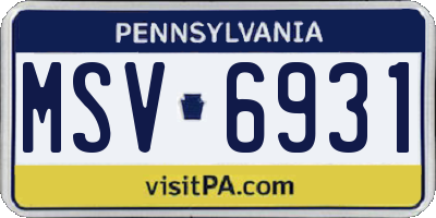 PA license plate MSV6931