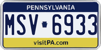 PA license plate MSV6933