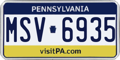 PA license plate MSV6935