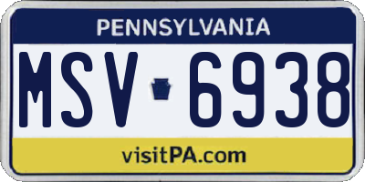 PA license plate MSV6938