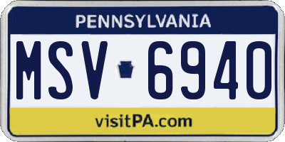 PA license plate MSV6940