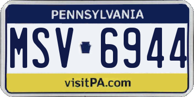 PA license plate MSV6944