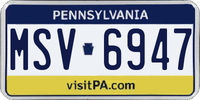PA license plate MSV6947