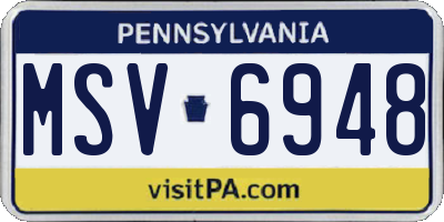 PA license plate MSV6948