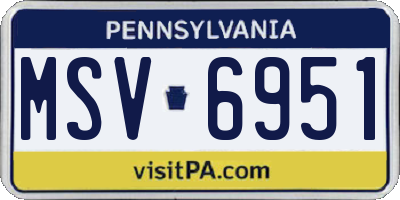 PA license plate MSV6951