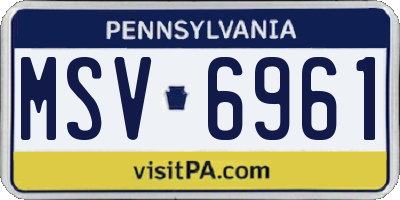 PA license plate MSV6961