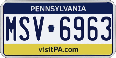 PA license plate MSV6963