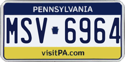 PA license plate MSV6964