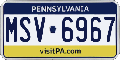 PA license plate MSV6967